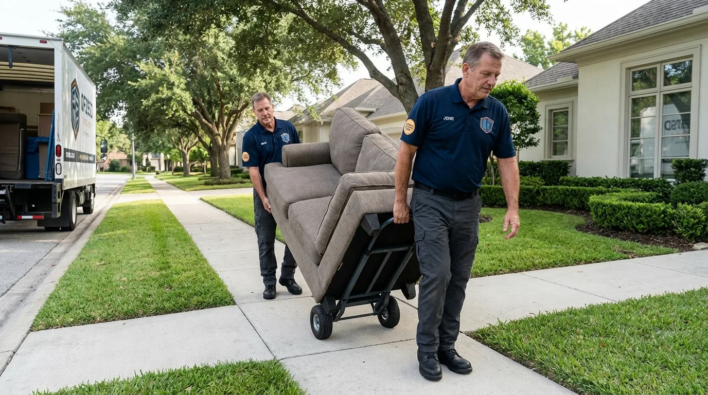 Local residential moving crew loading furniture in Columbus, NC